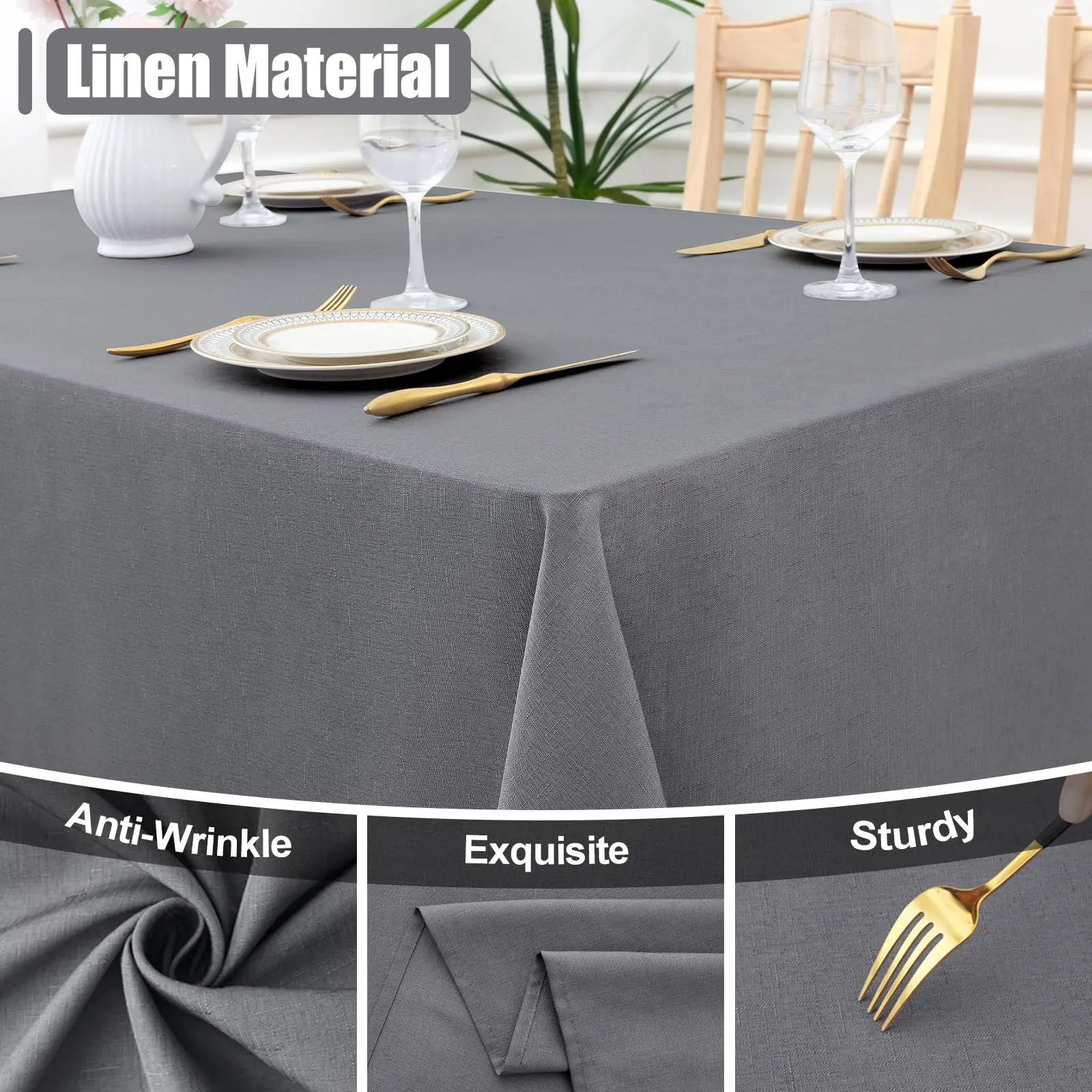 Table Cover Tablecloth Protector Olanly Rectangle Tablecloth Faux Linen Table Cloth Waterproof Wipeable Fabric Tablecloth Washable Table Cover For Kitchen Dining