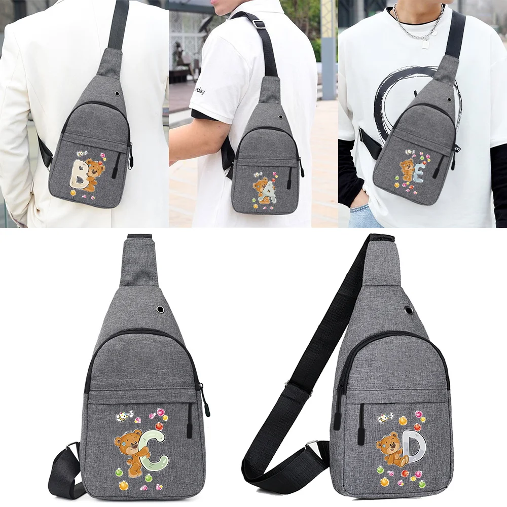 

New Anti Theft Chest Bags Bear Letter Printing Shoulder Bag Fashion Crossbody Bag School Summer Short Trip Messengers Bag Unisex