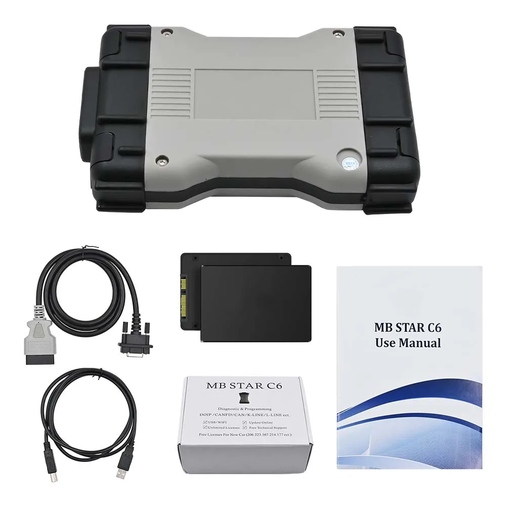 MB Star C6 DoIP MB VCI — Multiplexeur WiFi avec SSD 2023.06, compatible Mercedes-Benz voitures et camions, prise en charge OBD2 et LilBUS