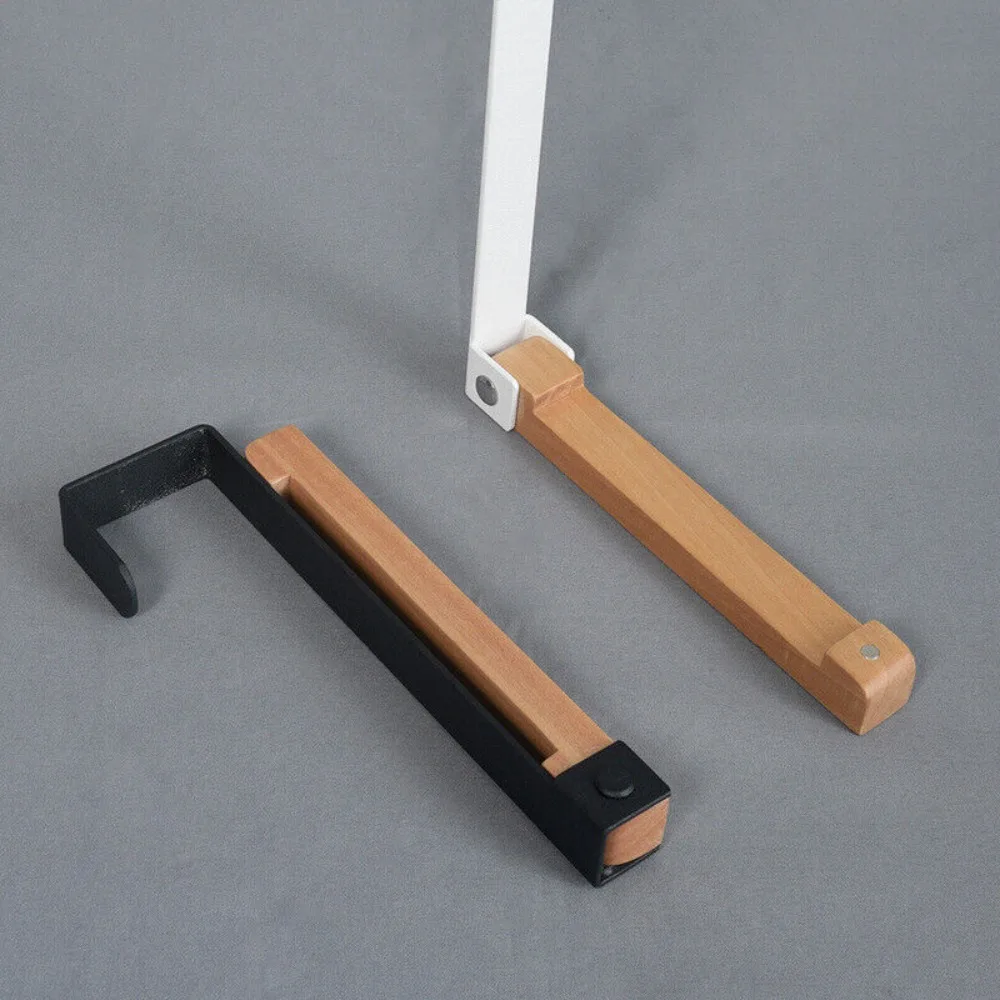 Foldable Metal & Wood With Anti Slip Strip Easy Install No punching Rear Door Hook Over Hanger The