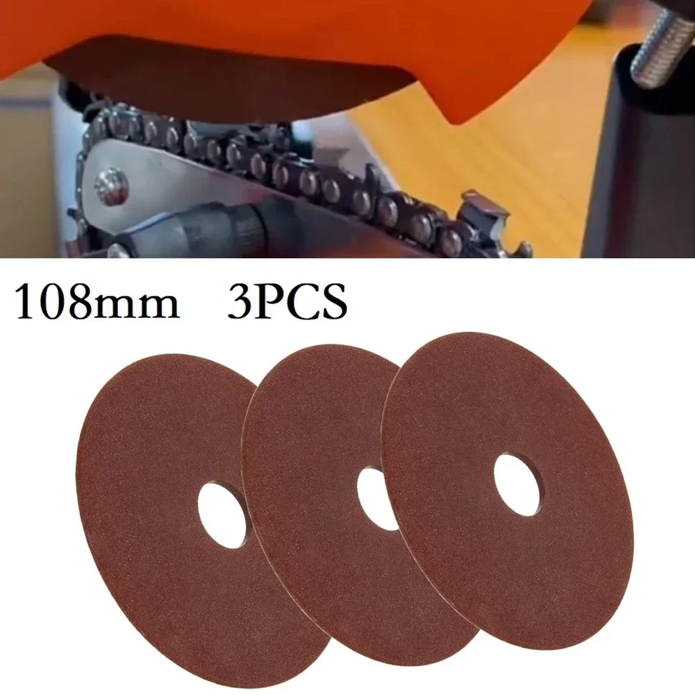 Grinding Wheel Sanding Disc 3Pcs 108*3.2*22mm For Chainsaw Sharpener Grinder Polishing 3/8