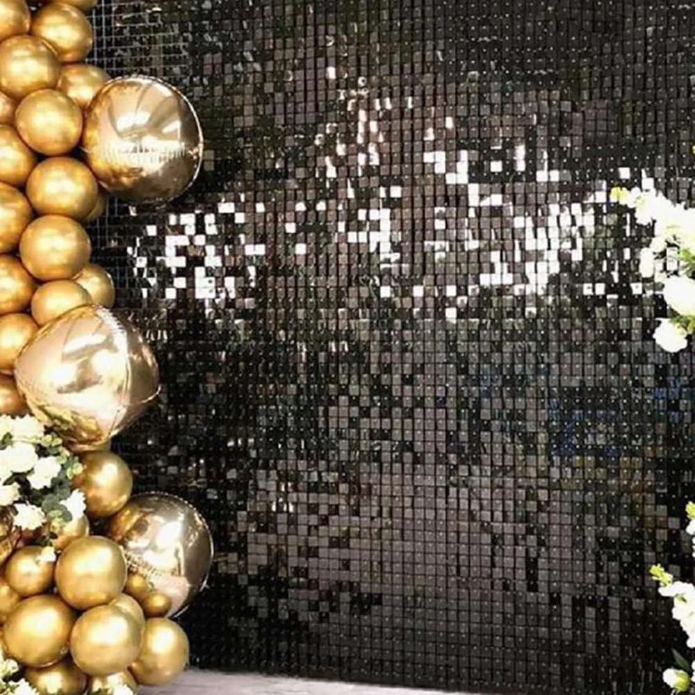 Photography curtain birthday backdrop party backdrop curtain party decoration photo booth props photography props wall backdrop panels party supplies 2pcs 1X2M Curtain Shimmer Sequin Glitter Photo zone Backdrop Background Wedding Birthday Party Baby Shower Photozone Decor