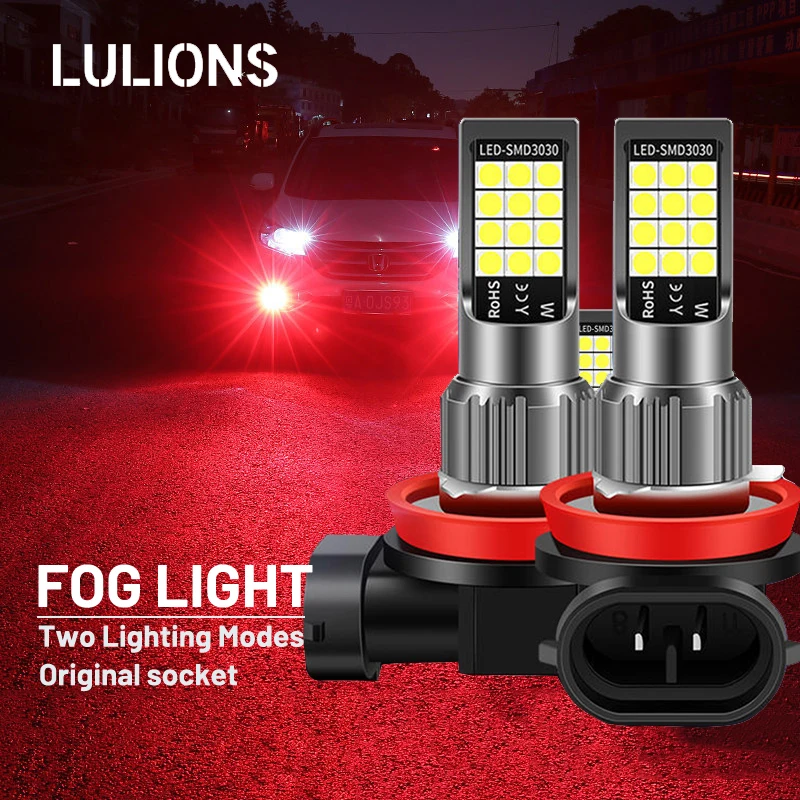 LED Fog Light LED Light LED Bulb Fog And Headlight Bulbs 2pcs Red Storbe Car Fog Light Bulb