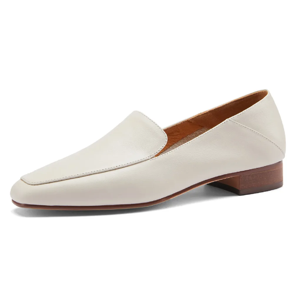 Women's genuine leather square toe slip-on flats loafers leisue soft comfortable moccasins casual espadrilles shoes for women