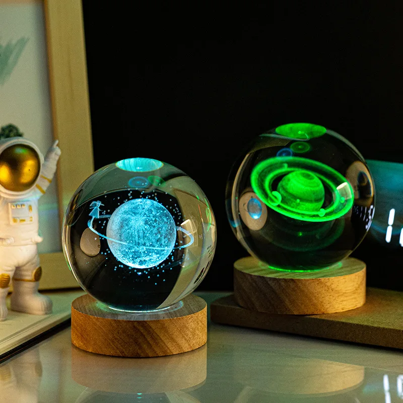 Luminous 3D Galaxy Crystal Sphere Lamp - Illuminated Astronomy Decor