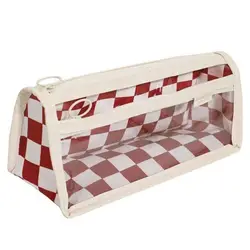 Waterproof Transparent Checkerboard Pencil Case - High Capacity PVC Lattice Bag (Red)