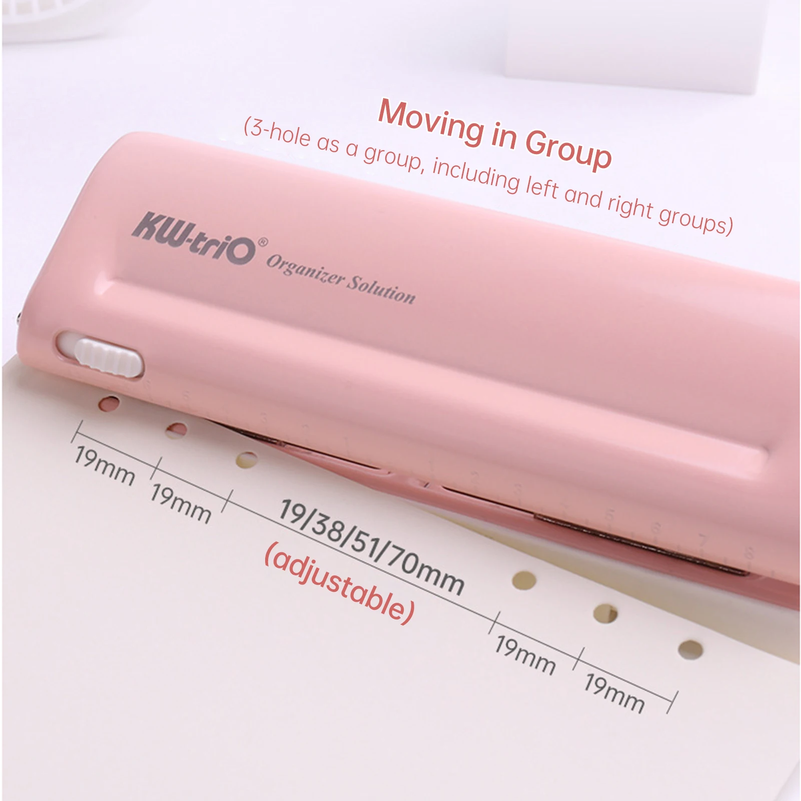 KW-triO Adjustable 6-Hole Desktop Punch Puncher for A4/A5/A6/A7/B5/Personal/Deskfax Dairy Planner Organizer 10 Sheet Capacity