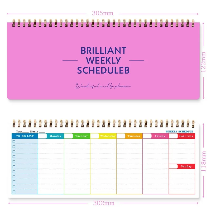Agenda settimanale a spirale senza data, organizer per programmi giornalieri, articoli di cancelleria per ufficio e scuola, strumento per il monitoraggio degli obiettivi e dell'autodisciplina - immagine 5