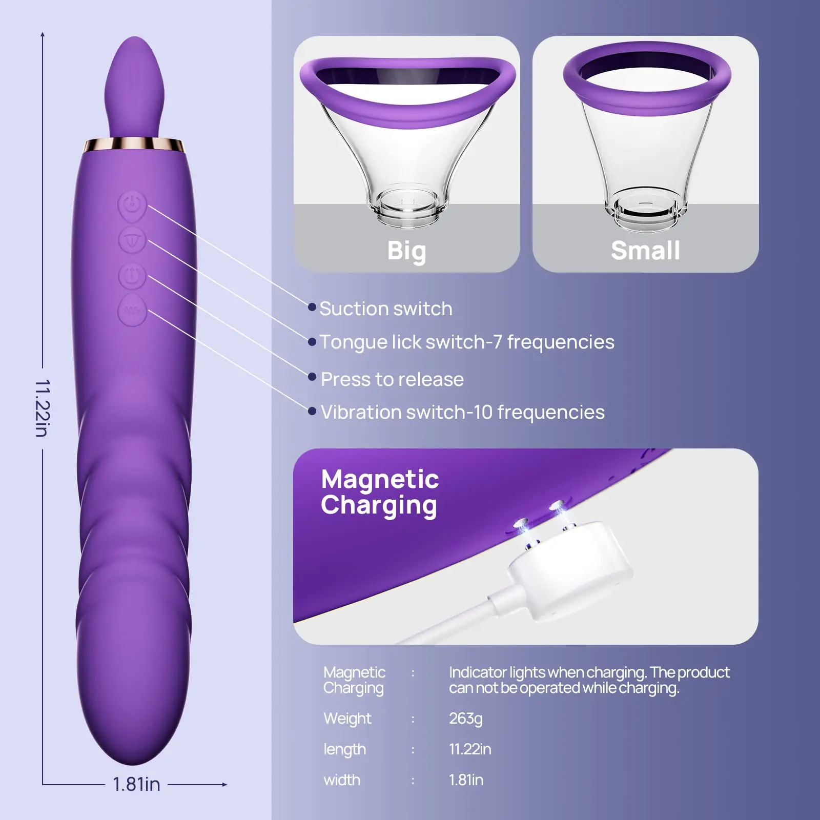 Kstasn Clitoral Licking Sucking Toy G Spot Vibrator-Tongue Vibration Adult Sex Toy, Suitable for Women Use Suction Cup Dildos V