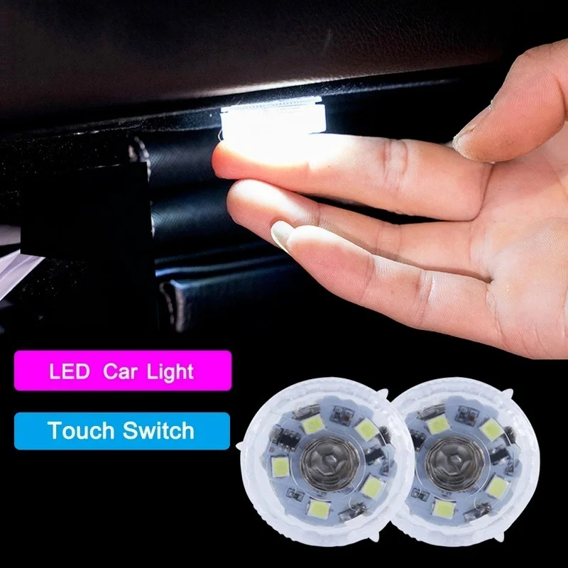 

LED Touch Switch Light Wireless Mini Car Ambient Lamp Interior Reading Light Portable Bulb Armrest Box Lighting