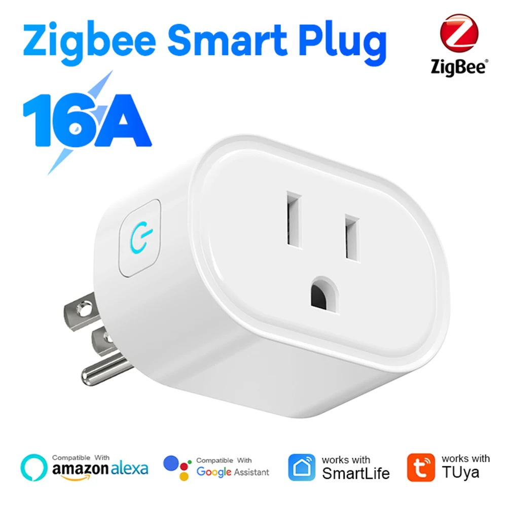 USA Canada Zigbee Smart Plug US มาตรฐาน 10A/16A ทํางานร่วมกับ Alexa Google Assistant APP รีโมทคอนโทรล Timer Group Control 1
