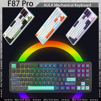 AULA F87Pro Mechanical Keyboard 2.4g/Usb/Bluetooth Tri Mode Wireless 87 Key 5 Layer Silencing Filling Suitable For Gaming+Typing 6