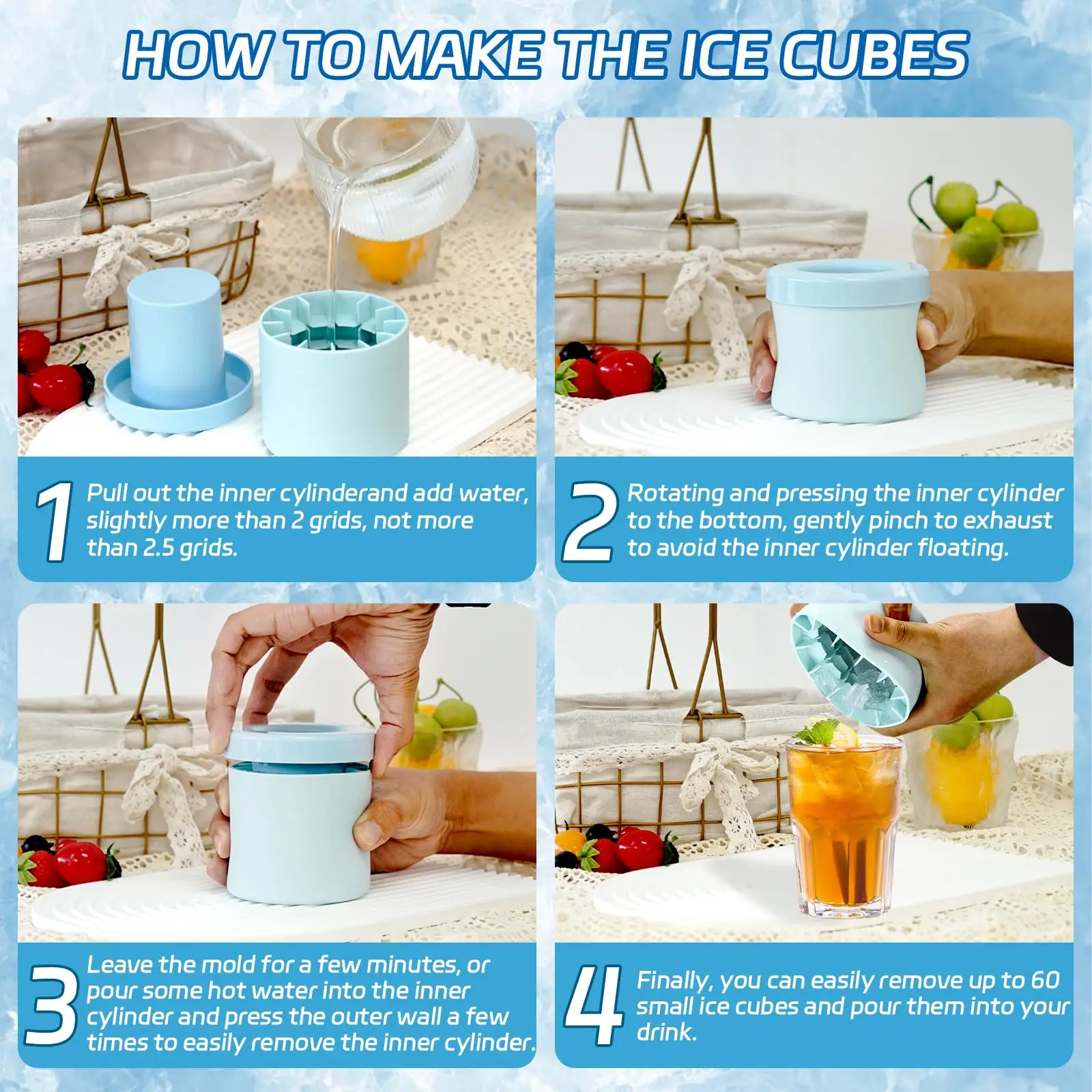 1/2Pcs Silicone Ice Cube Mold Round Ice Bucket Summer Homemade DIY Refrigerator Freeze Maker Creative Cube Mold Barware ice cube mold
