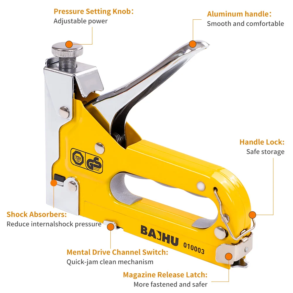 YINLONGDAO Stapler Nail Gun Staple Heavy Duty Furniture Tool for Wood Stainless Steel Metal Carpentry Hand Tool for Home DIY 3