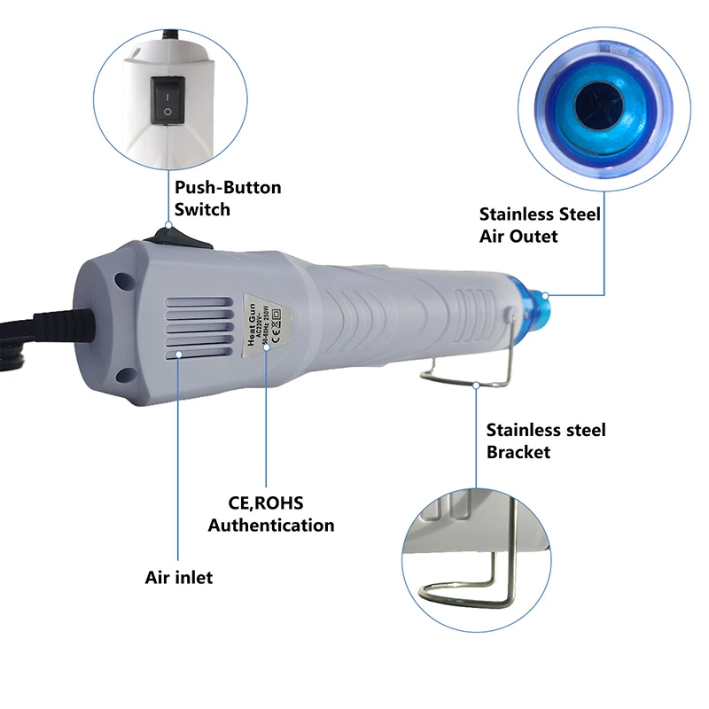 220V Hot Air Gun Heat Gun Electric Power Temperature Blower 250W Display DIY Craft Embossing Shrink Wrapping PVC Cable Repair