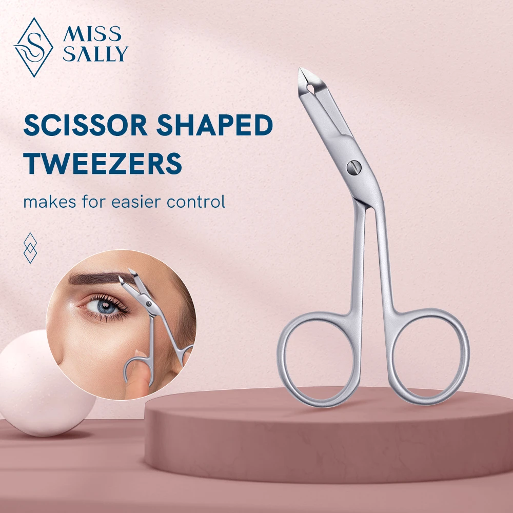 Miss Sally Scissors Shaped Eyebrow Tweezers Eyebrow Straight Flat Tip