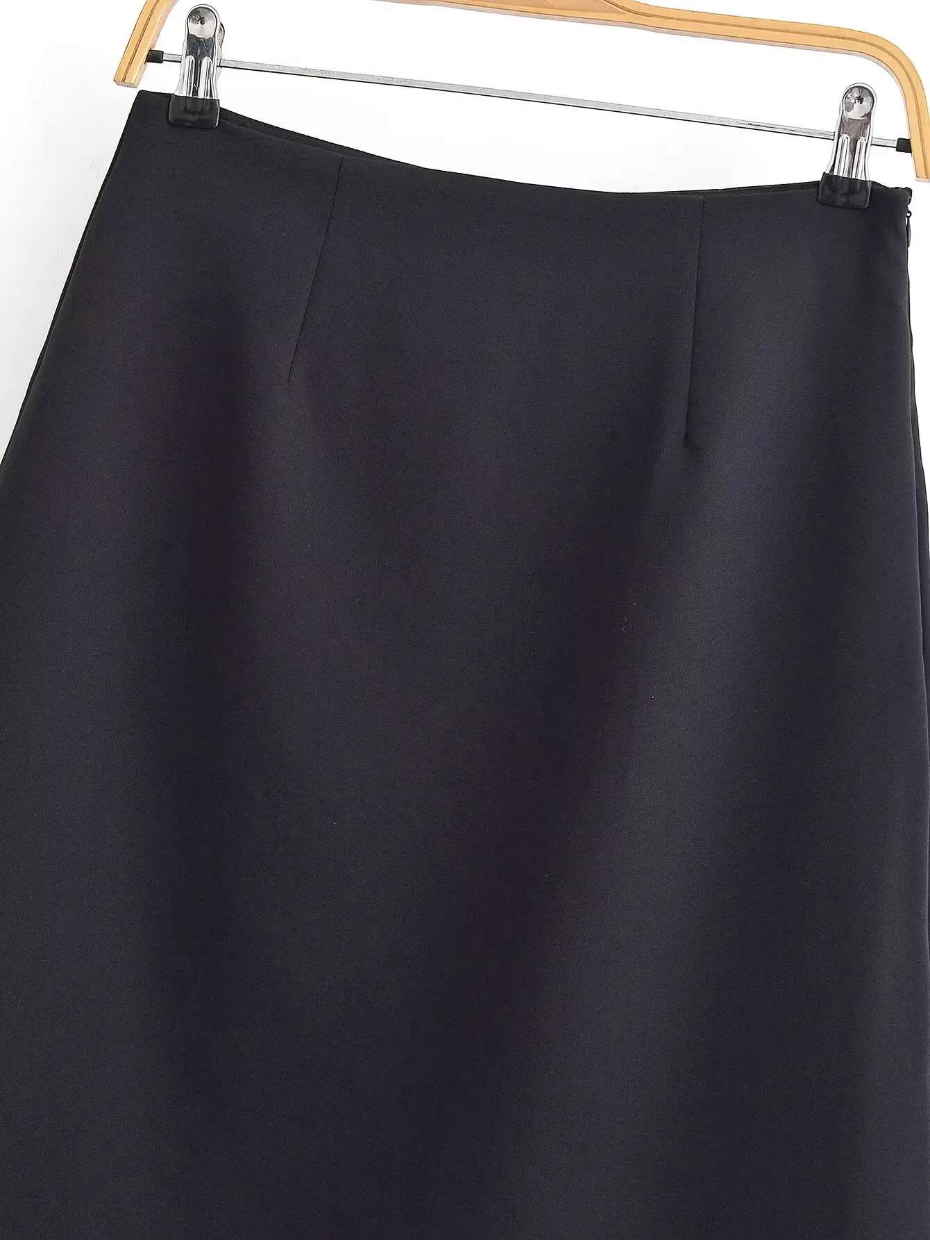 Women's Spring Autumn Fashion High Waist Midi Skirt Black With White Splicing Casual Skirts Female Commut Ol Elegant Half Skirt