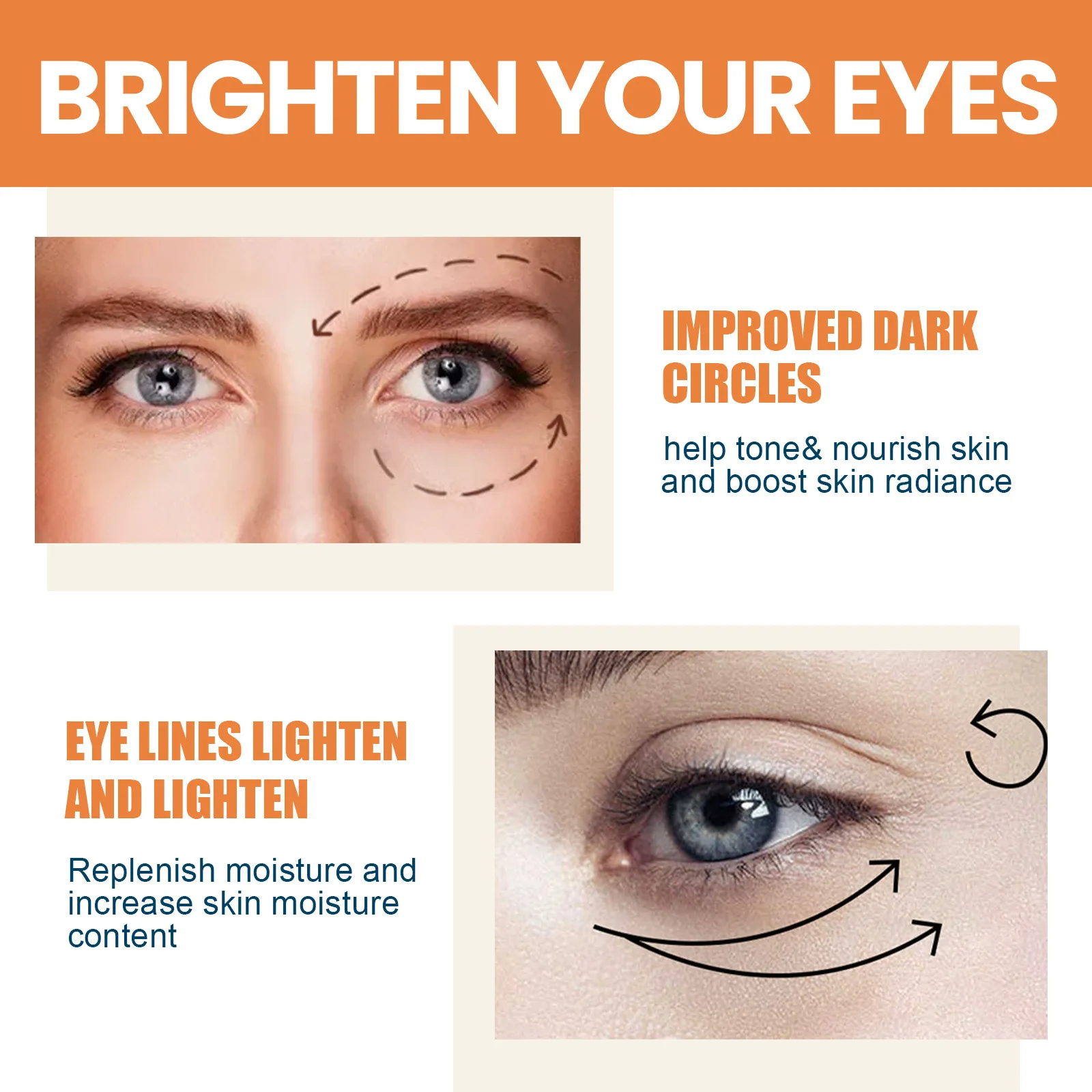 Vitamin C Eye Balm Anti Wrinkle Moisturizing Balm Eye Bag Removal Dark Circles Reduce Fine Lines Smoothing Cream for Women