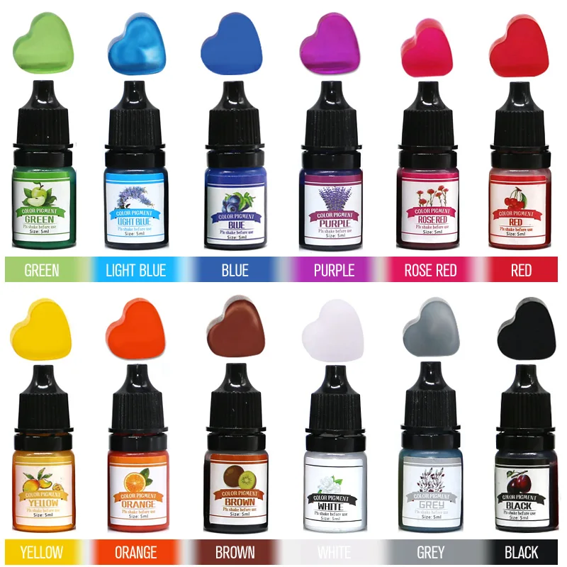 

12 Colors Epoxy Resin Pigment Transparent Non-Toxic Concentrate Colorant Liquid for UV Resin Coloring Resin Jewelry Making DIY