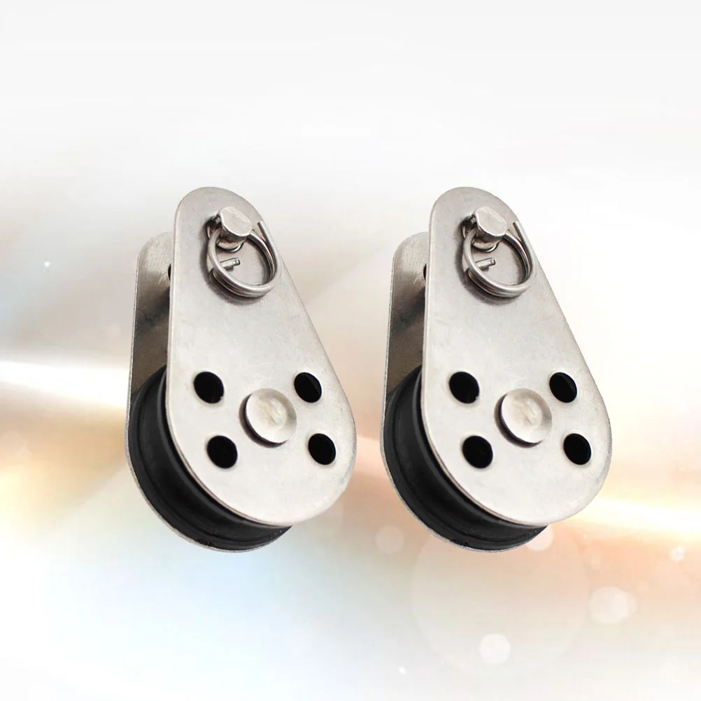 

2Pcs Stainless Steel Single Pulley Practical Nylon Rope Pulley Tackle Puller Lift Tools