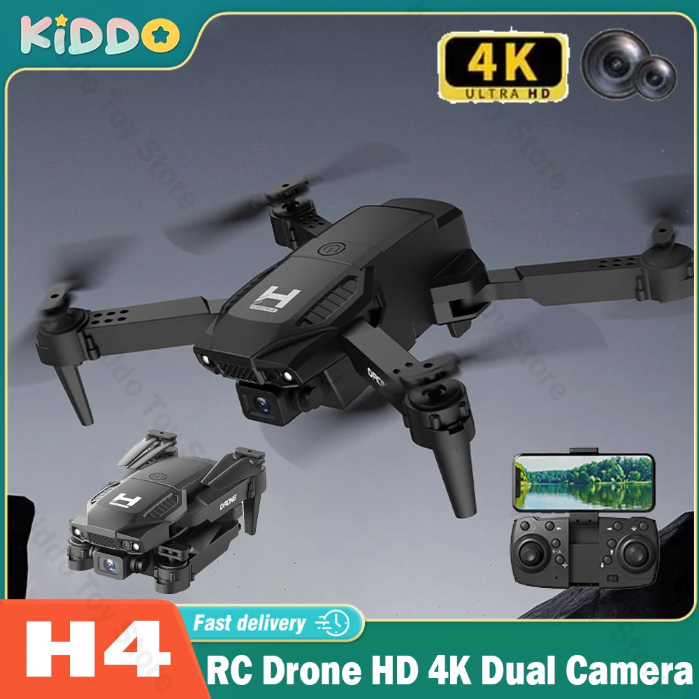 Drone Quadcopter HelicÃ³ptero Drone H4 RC Drone HD 4K Dual Camera - Main Image
