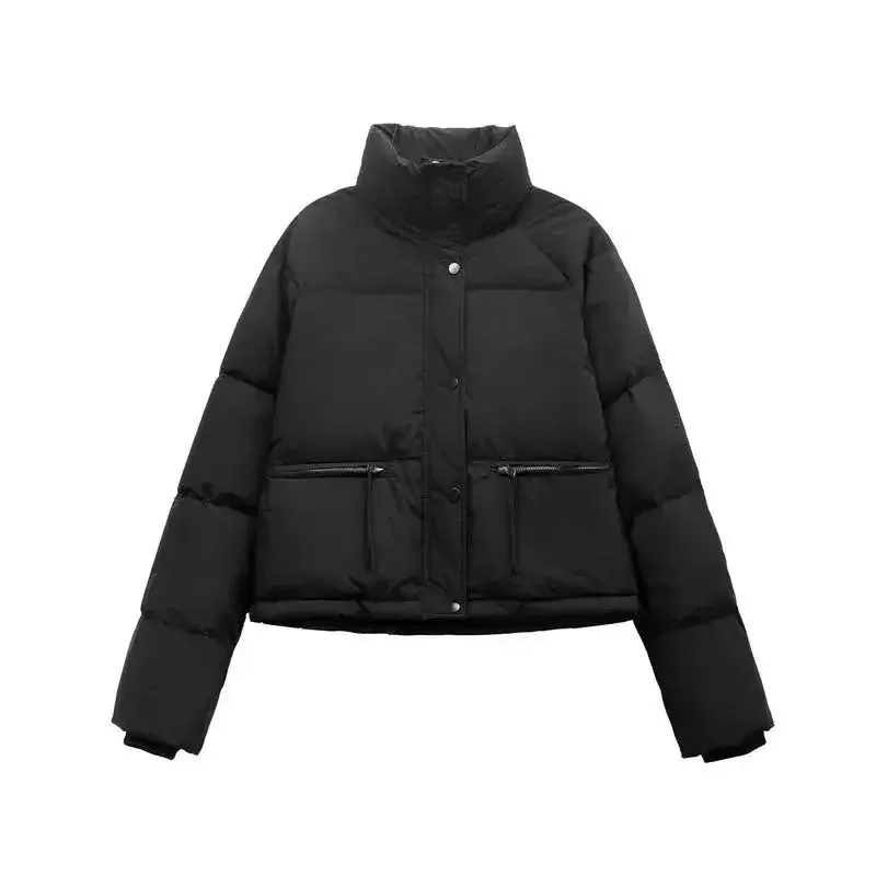 Short Standing Neck Small Down Cotton Jacket for Women 2023 Winter New Korean Version Loose and Slim Bread Jacket Cotton Jacket