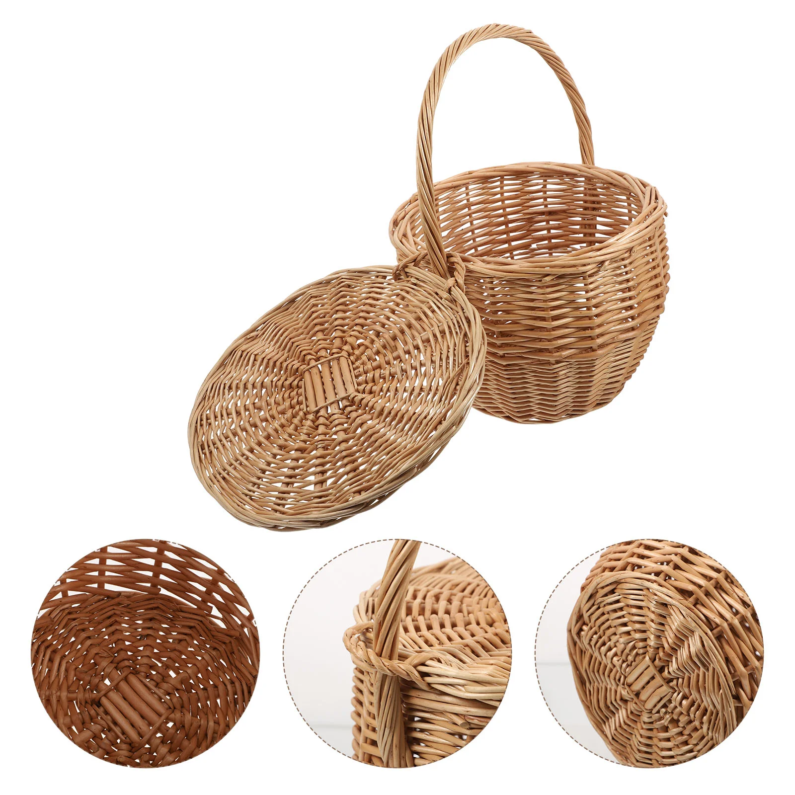 

Rattan Shopping Basket Easter Small with Handle Gift Baskets Wicker Handles Flower Girl Woven Storage