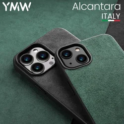 YMW ALCANTARA Case for iPhone 15 Pro Max 14 13 12 mini 11 Xr X Xs Max SE Supercar Interior Luxury Suede Leather Phone Cover