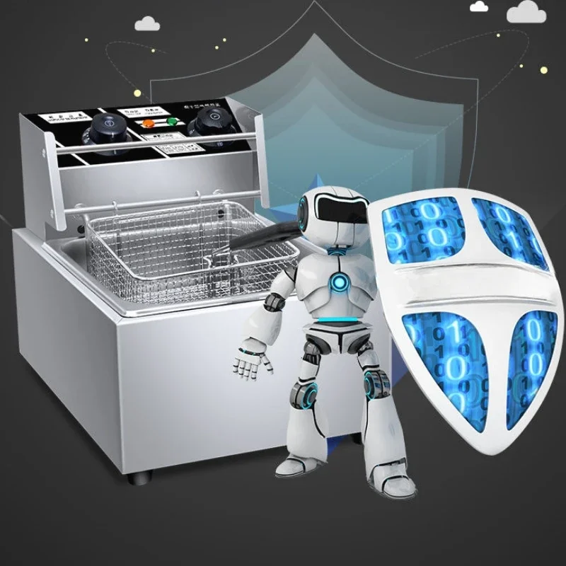 220V Imported Materials Fryers Commercial Household French Fries Deep-fried Dough Sticks Timing Single Double Cylinders 5