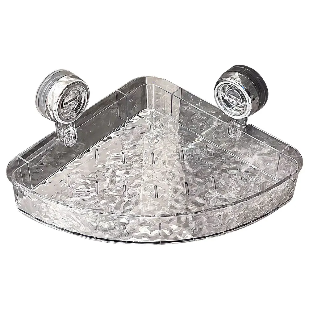 Clear Plastic Bathroom Storage Shelf with Suction Cup
