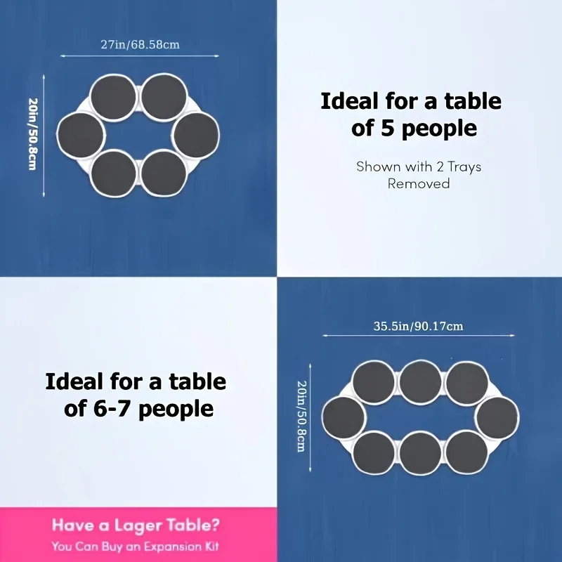 Lazy Susan Turntable Expandable for Rectangular & Oblong Tables Kitchen & Dining Tables Great Gift! Parties & Gatherings 4