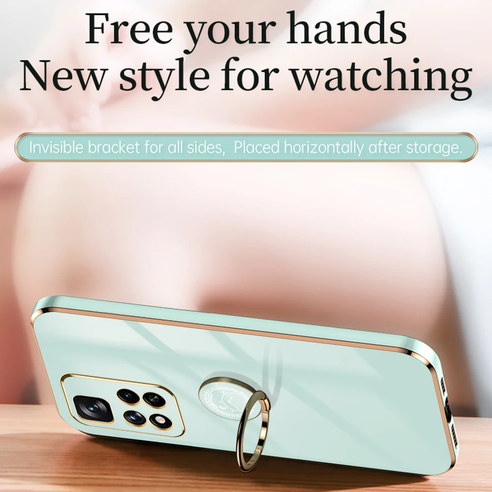 Custodia ad anello quadrato di lusso per Xiaomi Redmi Note 10 11 Pro Max Plus 10S Cover Redmi 10 Note 10 Pro 4G 5G Bag in silicone_voghion.com