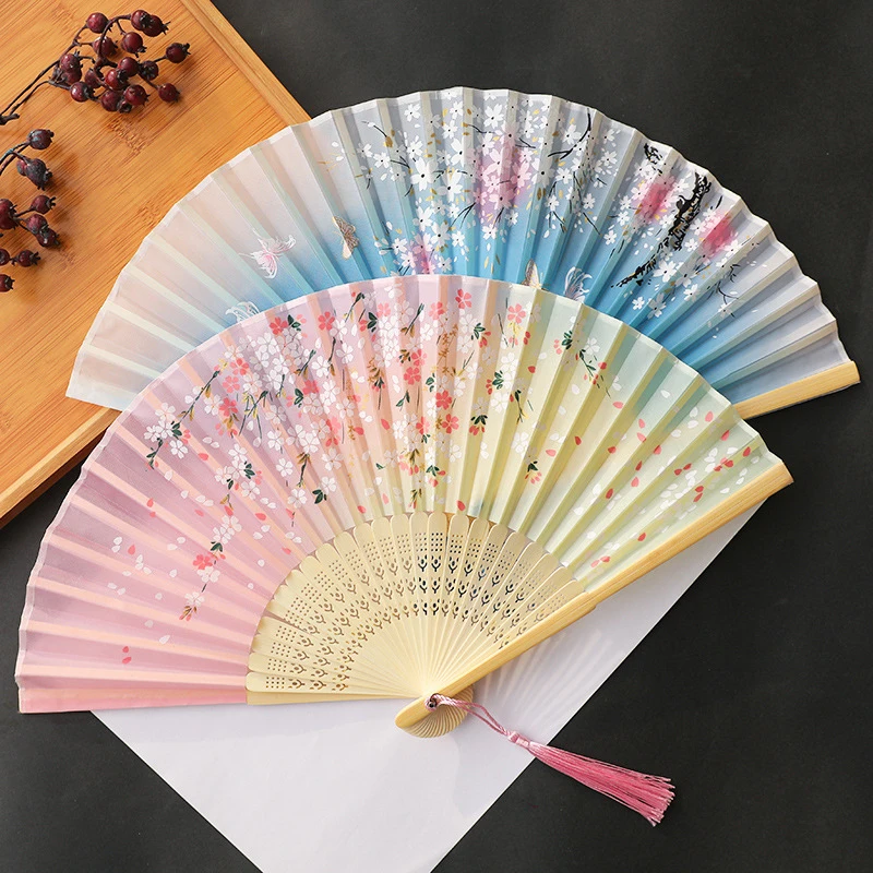Chinese Japanese Bamboo Folding Fan Vintage Handheld Fans for Wedding Dancing Cosplay Party Wall Decoration Photo Props