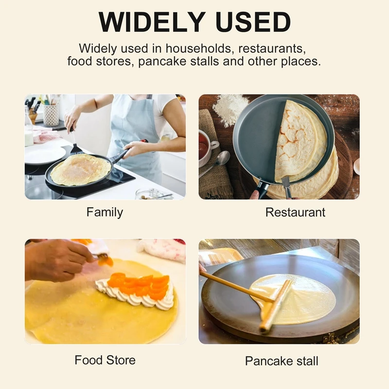 Trend 4Pcs T Shape Crepe Maker Pancake Batter Wooden Spreader Stick, Wooden Crepe Tools,Crepe Spreaders For Making Crepes