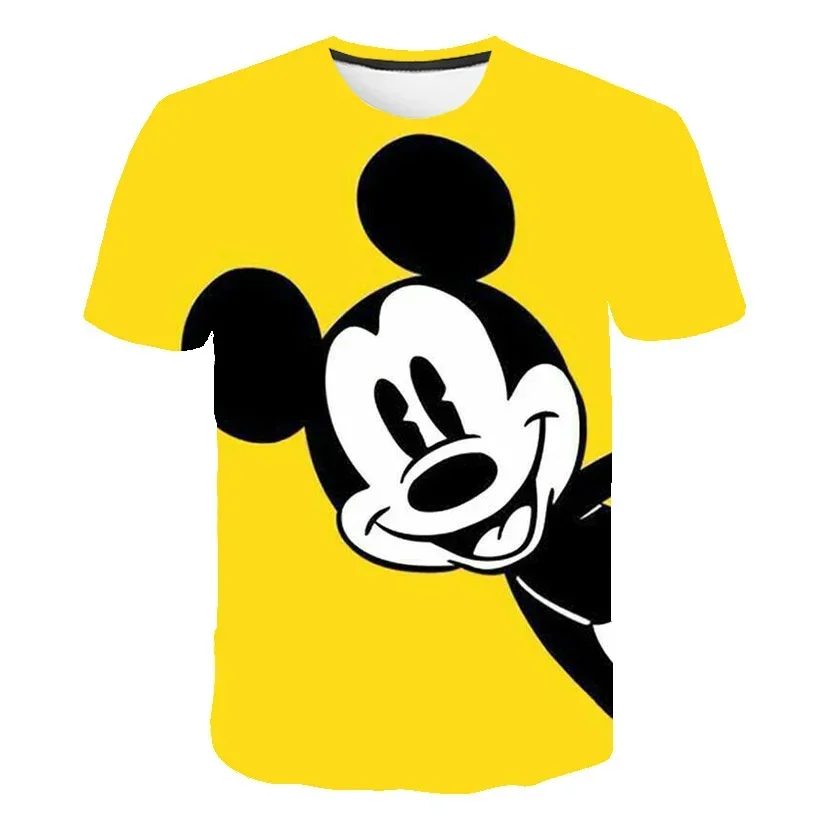 Детские футболки 2024 с 3d принтом Микки Мауса, модные детские футболки для отдыха из серии Дисней, футболки с мультяшным принтом для мальчиков и девочек