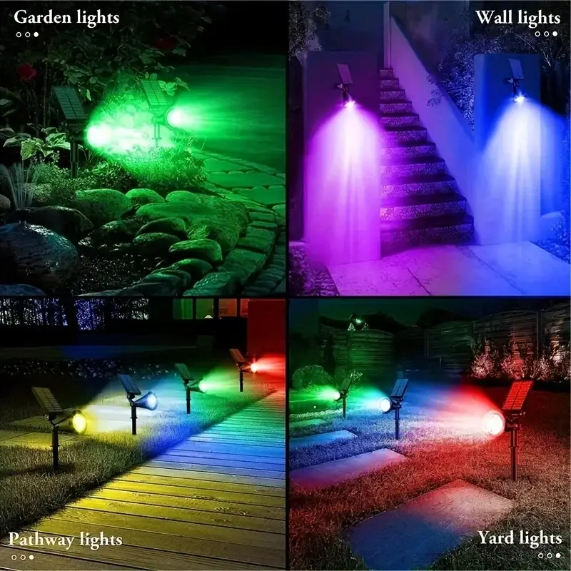 9 LEDs Solar Spotlights, Outdoor IP65 Waterproof, Spot Lights, Brightness Adjustable for Garden Backyard Driveway Patio Decor - Image 5