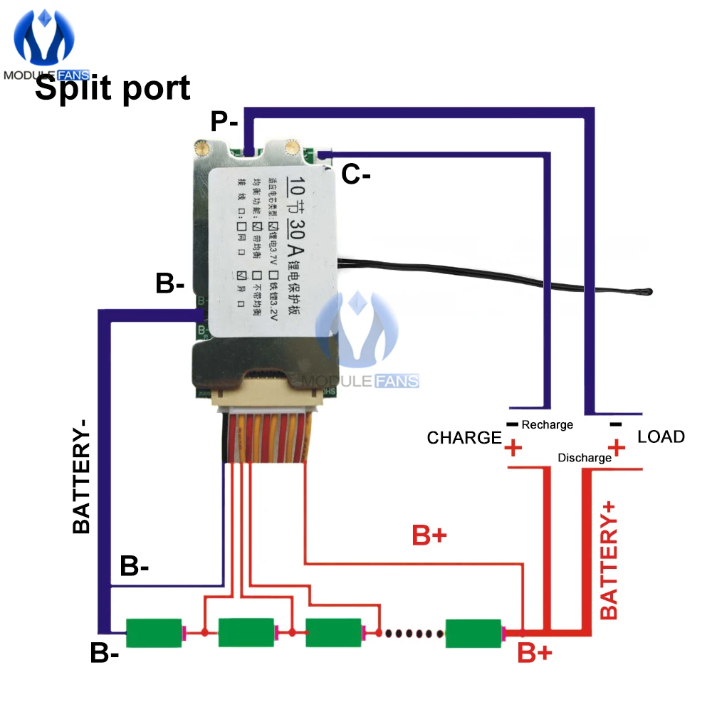 BMS 10S 36/42V 15A/20A/30A/35A/40A mit Balance Li-Ion Lithium Batterie Ladegerät Schutz Bord Batterie BMS Funktion E-bike – Detail 4