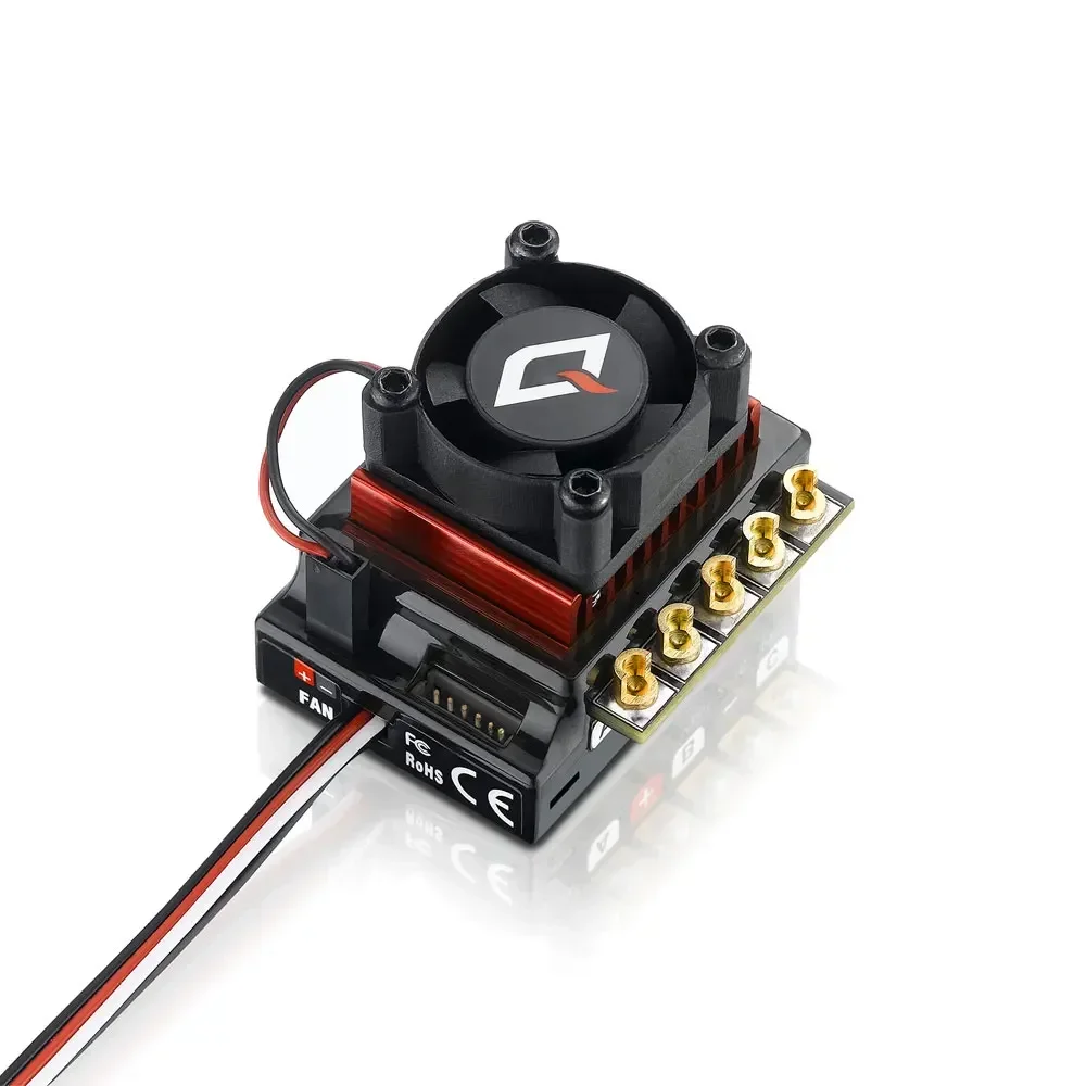 Vue de dessus de l'ESC Hobbywing QuicRun 10BL120 G2 120A sans balais pour drift et voiture RC 1/10