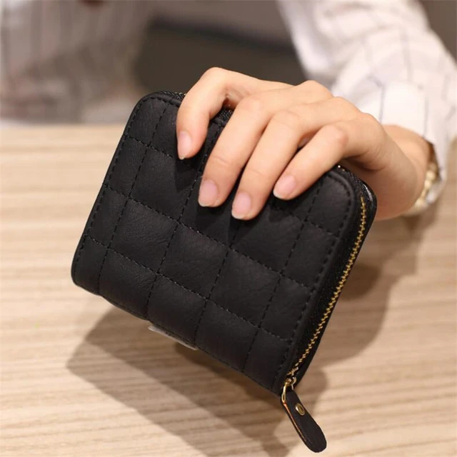 Leather Small Wallets Women Luxury Brand Design Splicing Short Wallet  Purses Female Short Coin Zipper Purse Credit Card Holder - AliExpress