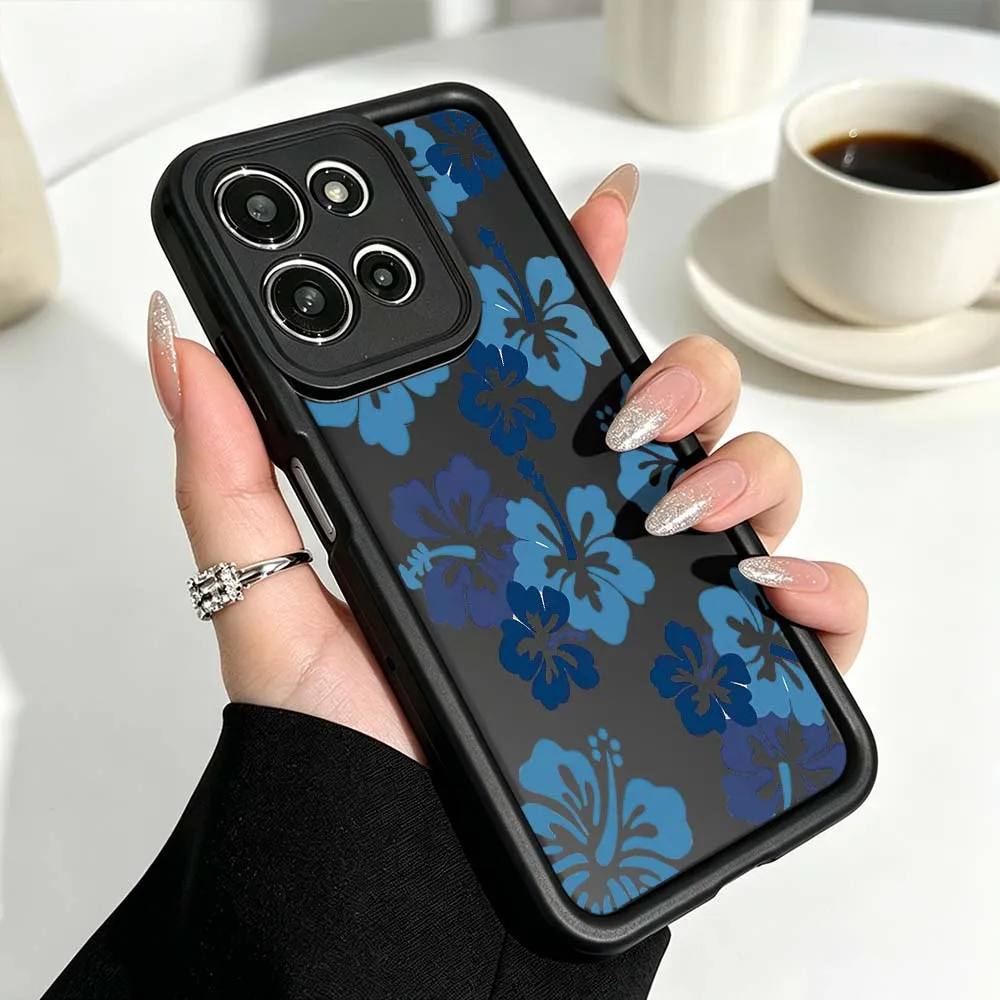 Blue Pink Hibiscus Phone Case with Fusion Eye Ladder Design
