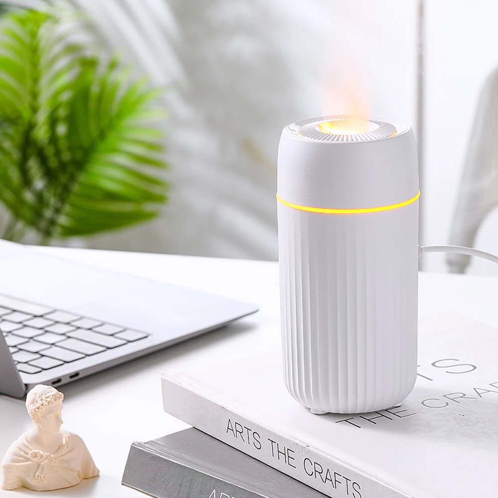 100ml Car Flame Humidifier Diffuser with Colorful Ambient Light Car Flame Light Humidifier Air Freshener Waterless Auto-Off