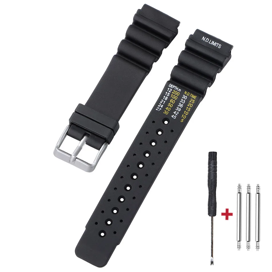 Breathable Silicone Diver Watch Band - Durable Rubber Strap for Water Sports Enthusiasts