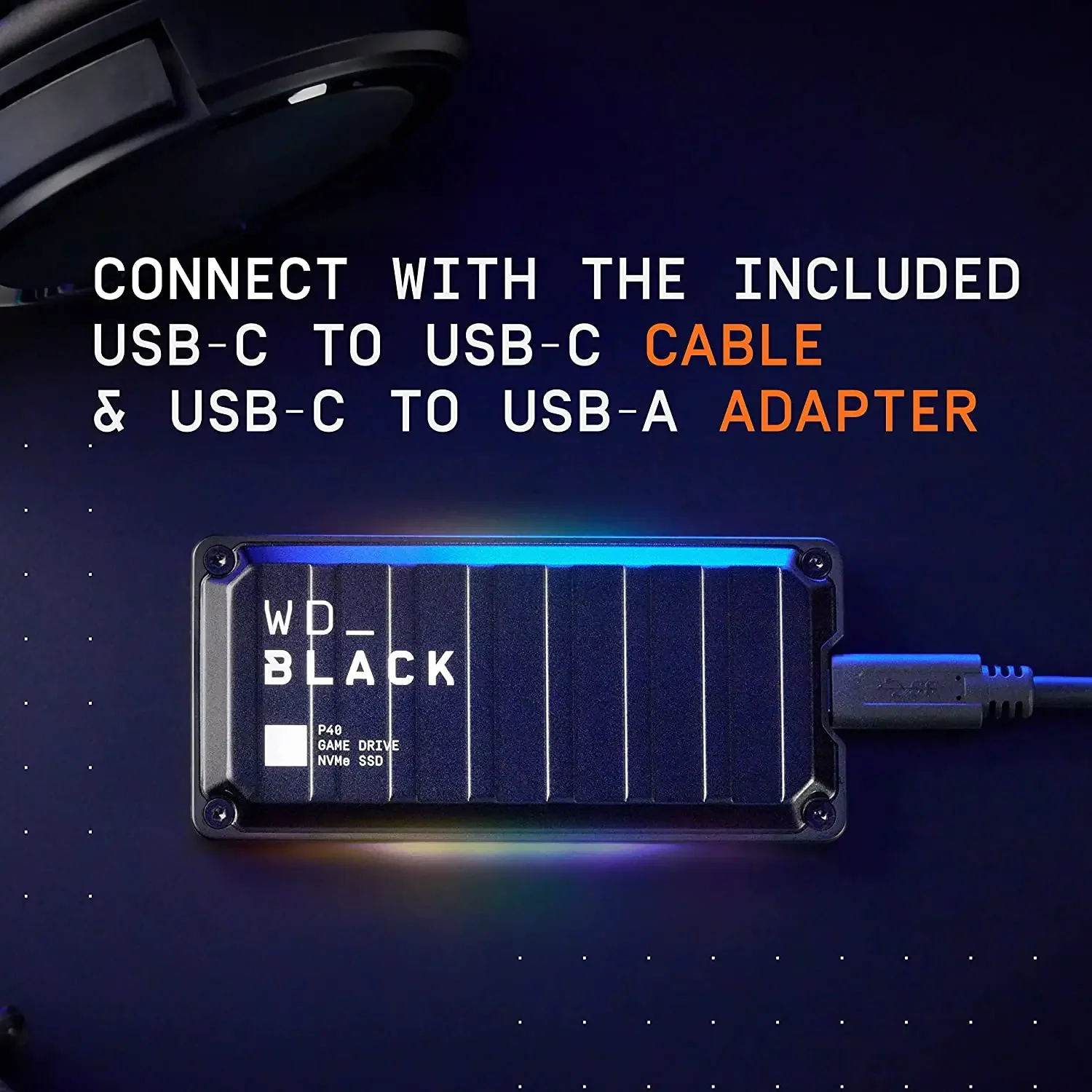   WD  P40  ̺, USB 3.2, ִ 2000 MB/s RGB , PS5 Xbox ޴  ָ Ʈ ̺