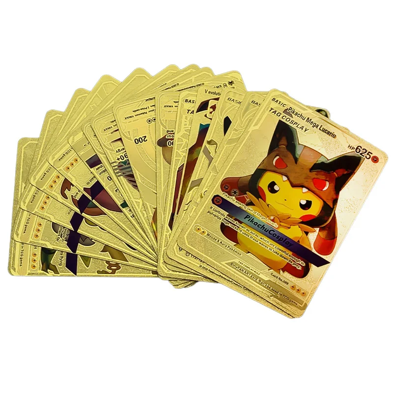 Carte Pokemon authentique en feuille d'or, carte noire, carte de jeu en or  Version anglaise, carte de Collection limitée, Rare en rupture d'impression  - AliExpress