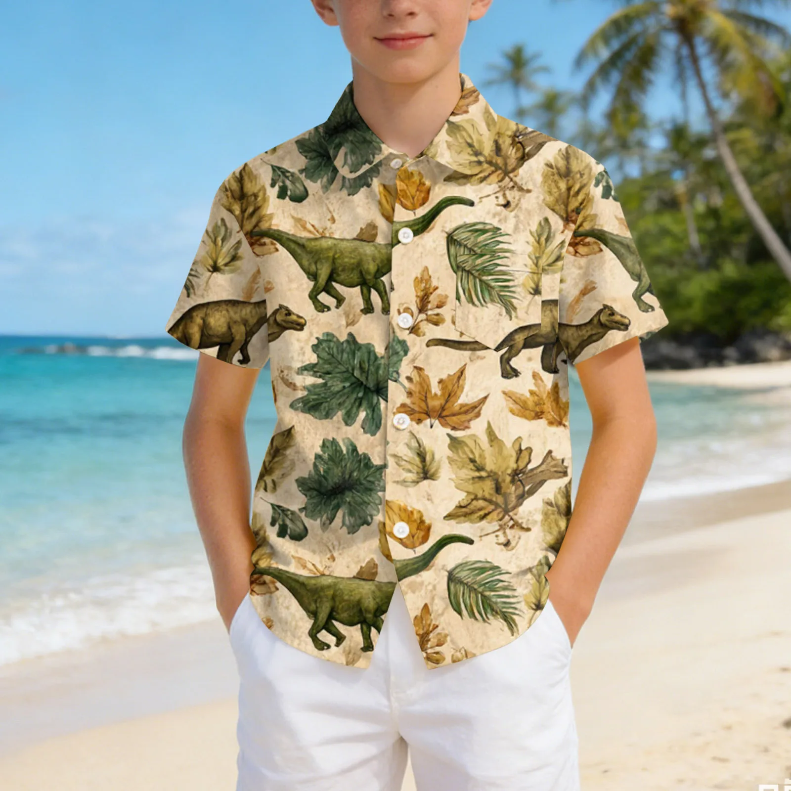 청소년 아동용 상의 일반 반팔 포켓 프린트 편안하고 패셔너블한 상의 남아용 미디엄 상의