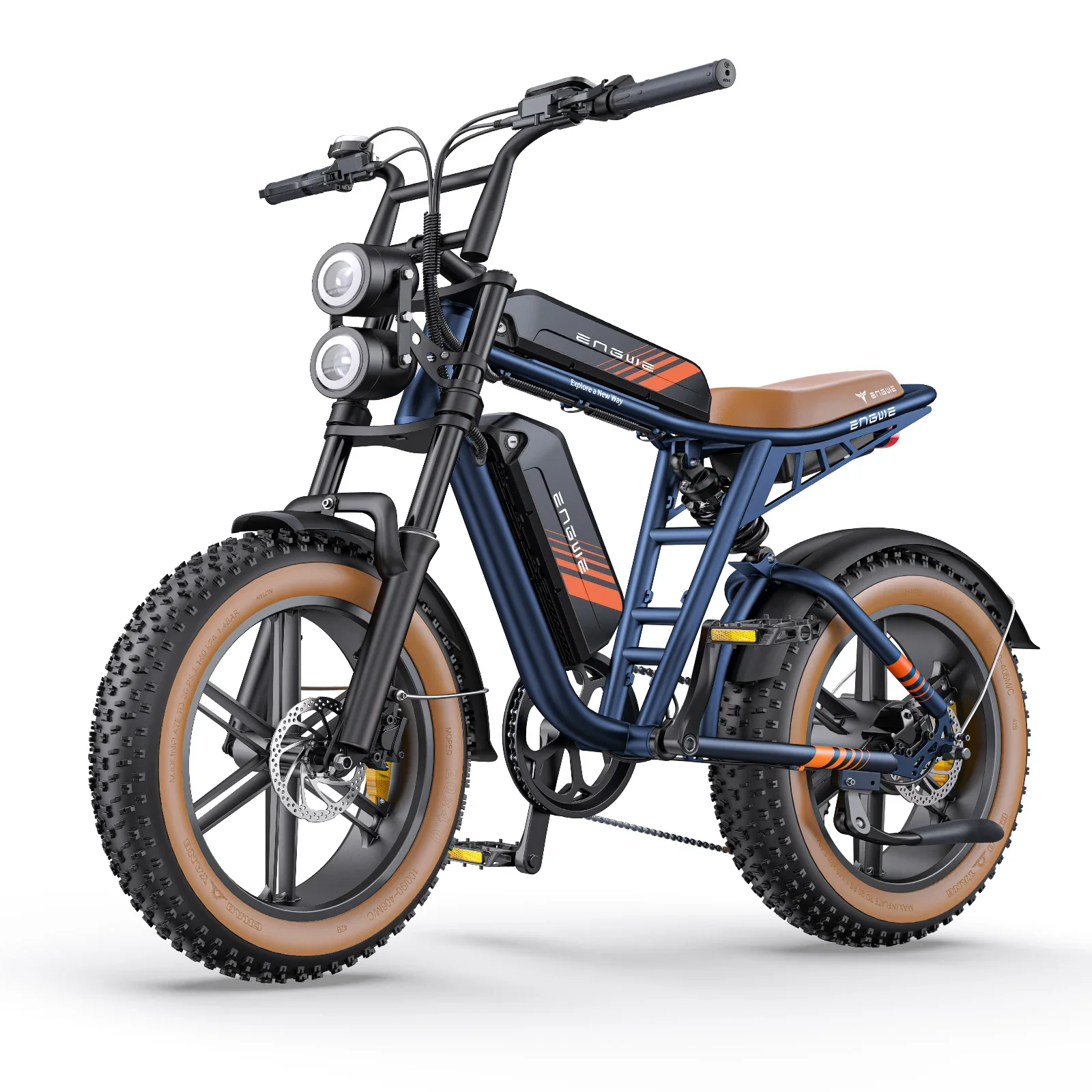 Electric Motor Bike Fat Motorcycle Dirt All terrain E-bike M20 2.0 750W 1200W peak 52V 31.2Ah Lithium battery Dual Battery