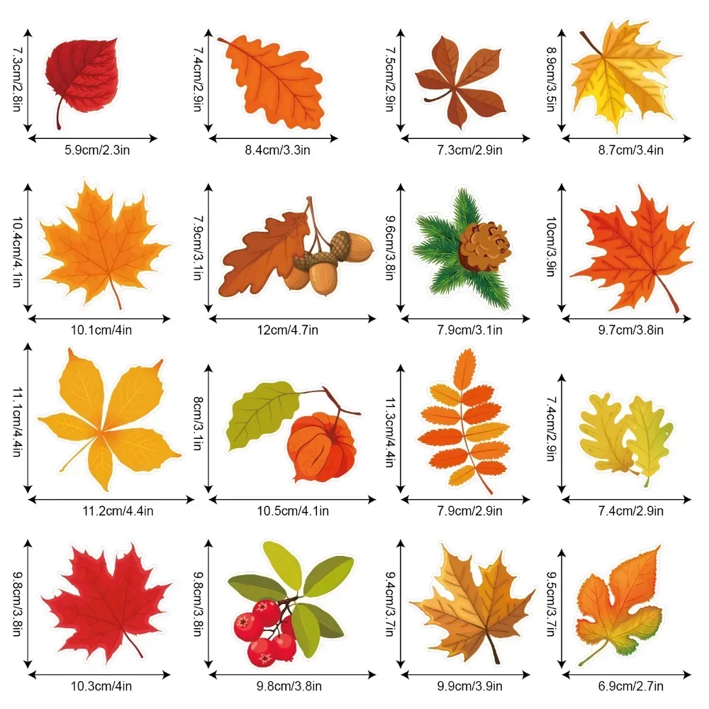 Description Picture 2 of itemThanksgiving Fall Leaves Window Clings Windows Doors Decorated With Maple Leaves Thanksgiving Glass Stickers Autumn Decoration