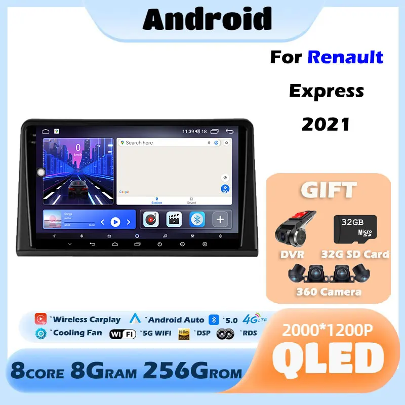 

For Renault Express 2021 Android 13 Car Radio Multimedia Video Player Navigation Stereo GPS Autoradio Carplay IPS NO DVD 2 DIN