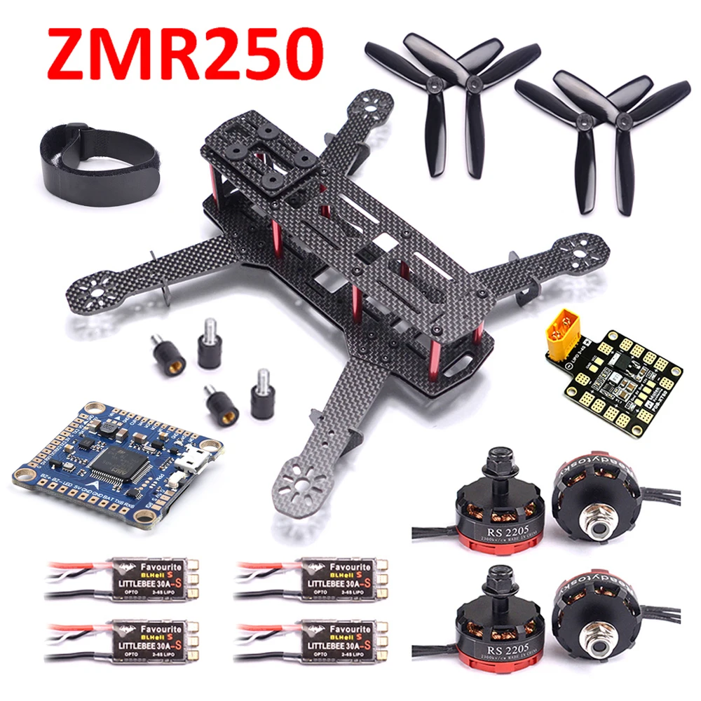 ZMR250 250 Carbon Fiber F4 Pro V2 / F4 V3S Flight Controller RS2205 2300KV Motor LittleBee 30A BLHeli-s ESC for QAV250 RC Plane