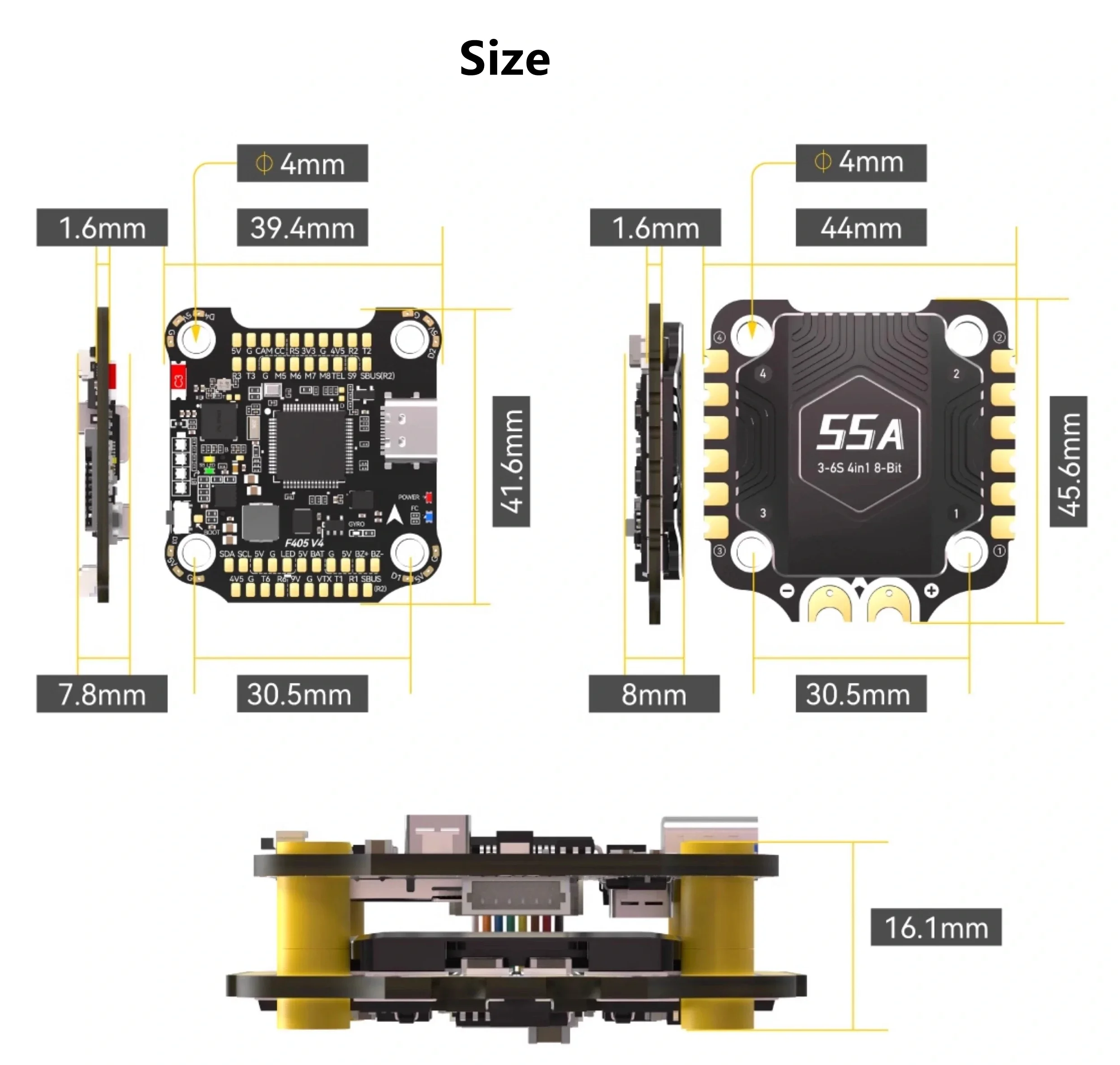 รูปสินค้า ชุดควบคุมโดรน FPV 4-in-1 สำหรับนักบินมืออาชีพ